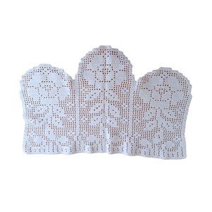 Vintage Grandma's Hand Crochet Tiered Roses18.5" x 12" Handmade White Table Top
